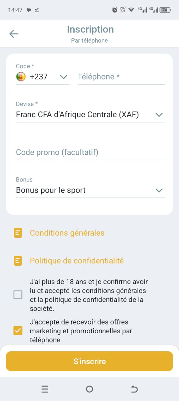 Melbet — Formulaire d'inscription avec champ code promo
